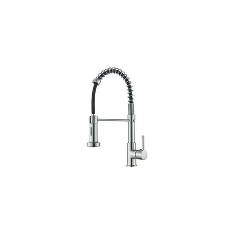 Robinet Cuisine Nickel brossé Mitigeur Cuisine Avec Douchette 360° Robinet d'Évier à Arc Élevé pulvérisateur escamotable 2 Modes de Pulvérisation,Chaud et Froid (1/5)