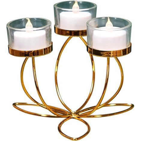 Chandelier en fer forgé - Chandelier - Chandelier en fer forgé à plusieurs bras - Chandelier vintage 15 x 13 x 10 cm - Doré (1/5)