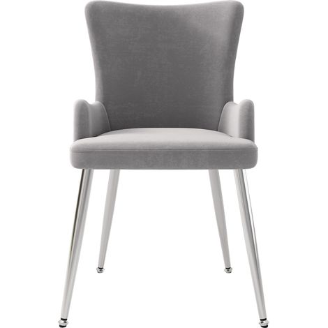 Set di 4 sedie da pranzo in velluto grigio con gambe in metallo argentato MODENUIT (1/5)