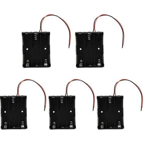 5 Stück 18650-Batteriegehäuse, 3-Steckplatz-Batteriehalter, schwarz, mit 2 Anschlusskabeln für serielle Verbindung