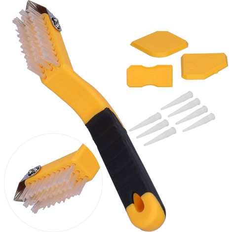 Kit de 11 pièces pour joint silicone, grattoir à colle, nettoyeur de carrelage et sol, outil de calfeutrage (1/5)