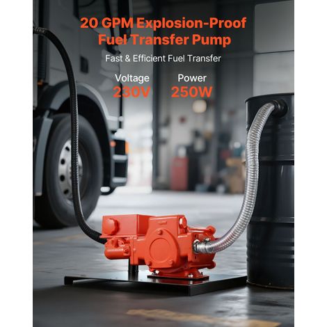 Pompe transfert carburant 230V 20 GPM 76 L/min electrique courant alternatif avec compteur pistolet arret auto tuyau PVC diesel gasoil kerosene biodiesel ethanol (1/5)