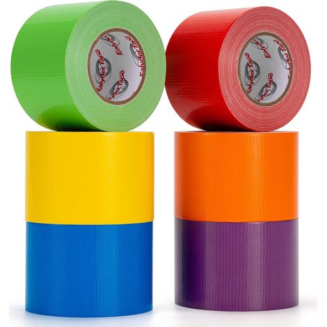 6 Rolls of Coloured Canvas Tape 50 mm x 13.7 m Strong Adhesive Versatile (1/5)