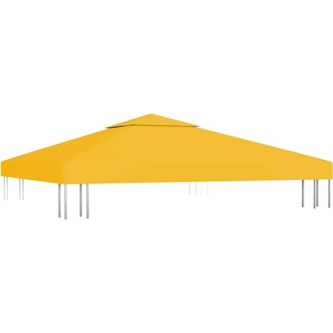 Toile de toit de belvédère, Toile de rechange pour tonnelle, 2 niveaux 310 g/m² 3x3 m Jaune OIB5550E (1/5)