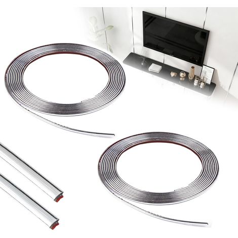 Moulure Murale Adhesive, Moulure Adhesive Decorative Murale, Moulure Autocollante Moulure Auto Adhesive Pour Mur, Plafond, Sol, Home Decoration, Argent (10m X 4mm) (1/5)