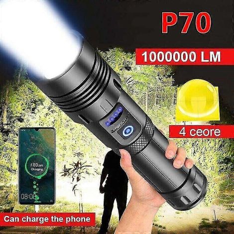 Original Campagne 1000000 Lumens Super forte LED tactique Ficklampa Uppladningsbar LED ArbetslampaCJYCAS (1/5)