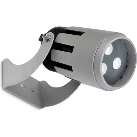 LedsC4 Powell - Proyector LED 9.7W y 403lm con Luz Cálida 3000K. Diámetro 9cm. Estructura de Aluminio. Uso Exterior IP65. Color Gris