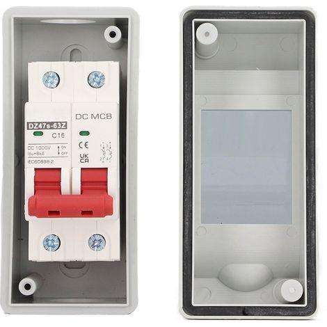 Disjoncteur CC étanche IP65, sectionneur CC pour système photovoltaïque solaire 2P 1000V 16A (1/5)