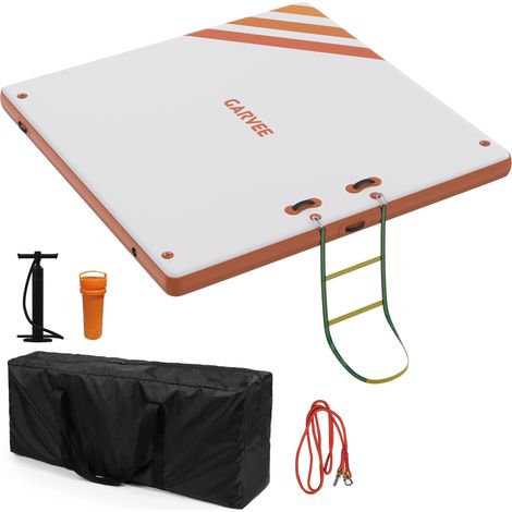Ultra-stabile aufblasbare Plattform 2,4×1,8 m – Rutschfeste Insel mit Leiter – Perfekt für Pool, See, Strand
