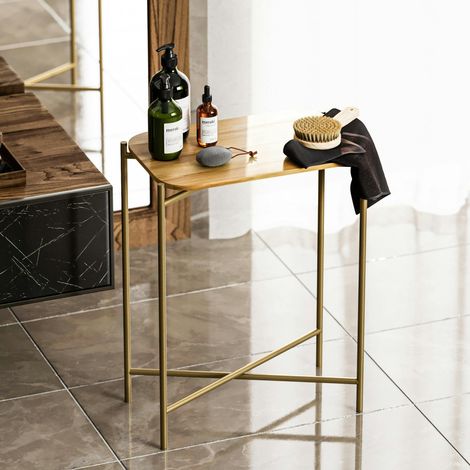 Petite table bois rectangulaire - structure métal doré JENA (1/5)