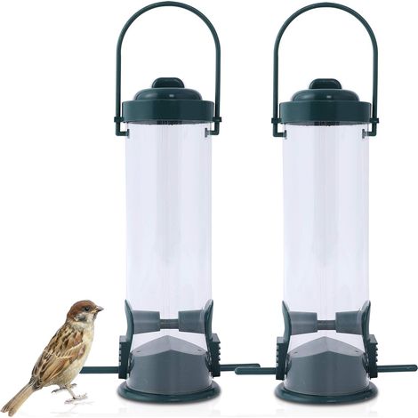 2-teiliges Vogelfutterhaus-Set für den Außenbereich, Hängendes Vogelfutterhaus mit Deckel, Wasserdichte Samenspender für Wildvögel, Garten (1/5)