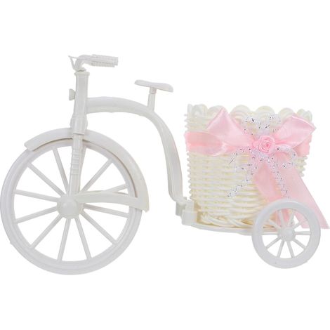 Vélo de Table Panier à Fleurs, Jardinière Miniature à Tricycle, Plastique, Rose, Décoration Centrale, Ornement Rétro pour Mariage et Table de Mariage (1/5)