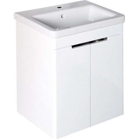 Sapho Ella - Mueble de lavabo 57x65x43 cm, 2 puertas, blanco EL065-3030