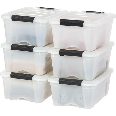 Lot de 6 bacs de rangement en plastique, naturel/noir, 13 litres (1/5)
