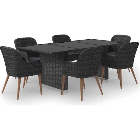 Maison Exclusive - Set da Pranzo da Giardino 7 pz in Polyrattan Nero (1/5)