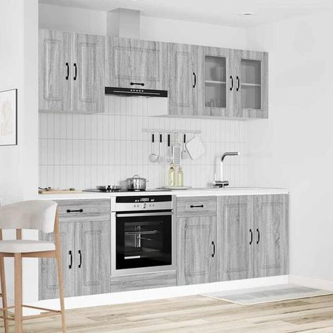 Ensemble de Meubles de Cuisine 8 Pièces en Bois d'Ingénierie - Armoires et Rangement Moderne pour Maison (1/5)