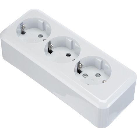 Unitec 42015L - Presa da parete, 3 prese, singola, standard, colore: bianco (1/4)