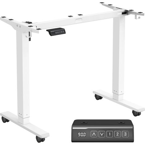 Cadre de Bureau Électrique Réglable en Hauteur, sans Plateau, avec Fonction Mémoire, en Acier, Blanc (1/5)