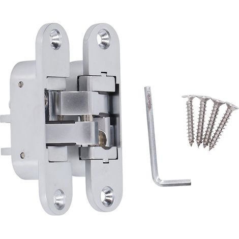 Charnière de porte invisible 180° en alliage de zinc, paumelle réglable pour porte pliante de placard, rotation complète, robuste et durable (1/5)