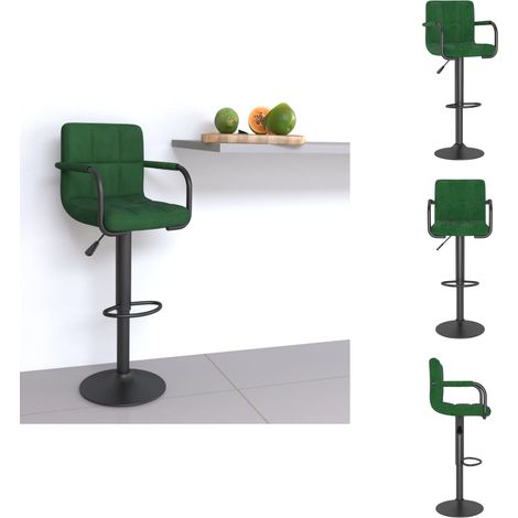 The Living Store Tabouret de bar Vert foncé Velours - Tabouret de bar (1/5)