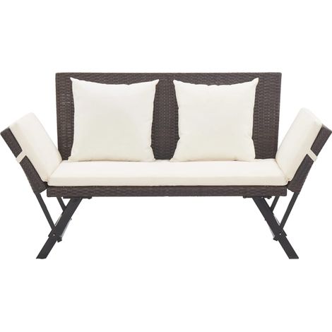 Banc de jardin,Banquette de jardin,Chaise avec coussins 176 cm Marron Résine tressée CFW73194 (1/5)