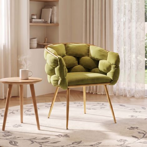 Chaise d'accent luxueuse et moderne, chaise de coiffeuse avec structure métallique pour chambre à coucher, salon, salle à manger (1/5)