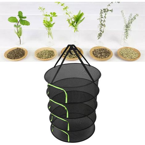 Secador de plantas, 60 cm de diámetro, 4 niveles, cremallera, malla de poliéster, almacenamiento para plantas y hierbas. (1/5)