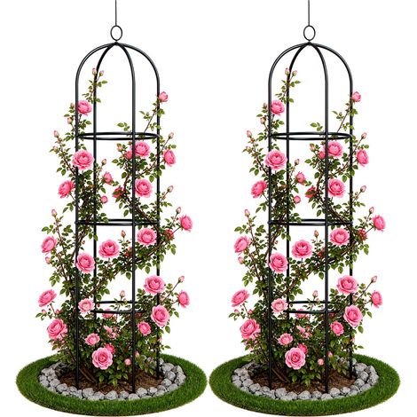 VOUNOT 2 Pack Garden Obelisks for Climbing Plants, 40 cm Dia. x 194 cm (1/5)