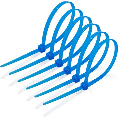 Lot de 100 serre-câbles - Bleu - 200 mm x 4,6 mm - En nylon - Haute résistance à la traction - Petits serre-câbles - Auto-bloquants - Robustes et résistants aux intempéries (1/5)