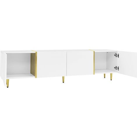 Mobile TV bianco lucido con 4 ante, MDF, 170 x 35 x 46 cm (1/5)