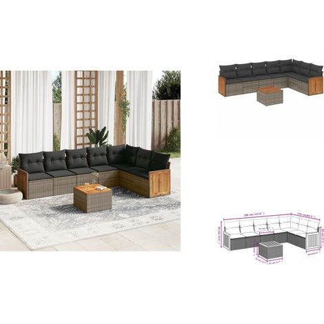 8-tlg. Garten-Sofagarnitur mit Kissen Grau Poly Rattan - Gartenmöbel - Outdoor Möbel - Rattan Gartenset - Lounge Set - Esstisch (1/3)