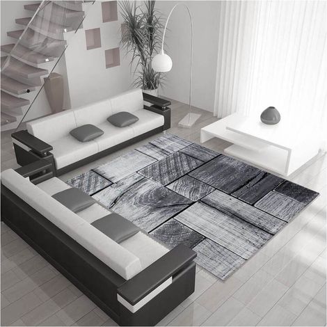 Tapis effet bois design noir Azureo Noir 160x230 (1/5)