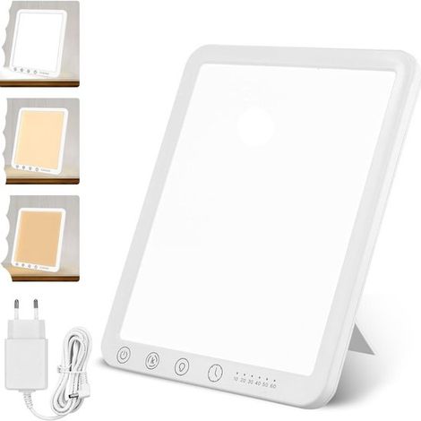 Lampe de photothérapie - Lampe de bureau pliable à 180° de 15 000 lux - Blanche (1/5)