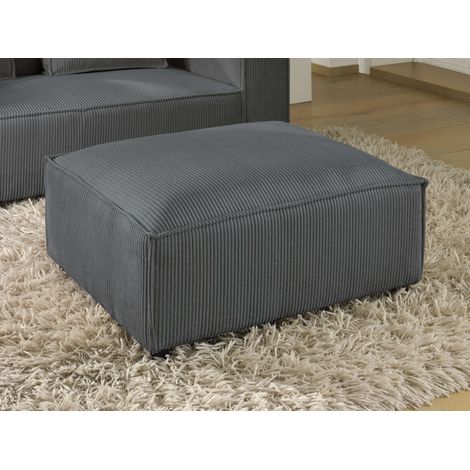 Stella - pouf en velours côtelé - style contemporain - gris foncé