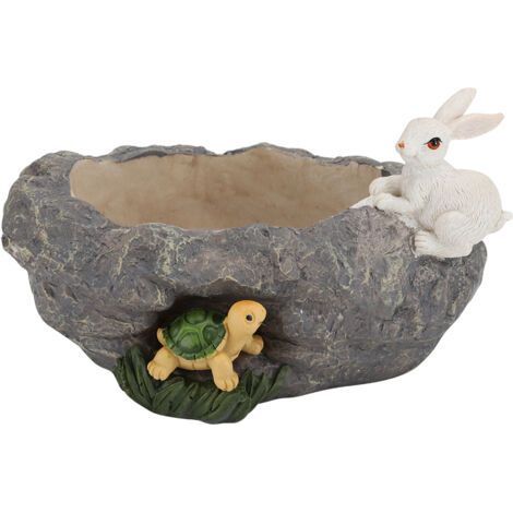 Creative Pots for Succulents in Resin Crafts Interior Decoration Imitation Stone and Dry Wood Race of the Tortoise and the Hare- (1/3)