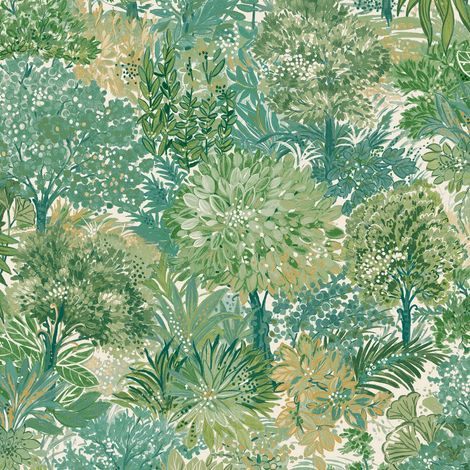 Vliestapete - Inia - Grün Weiß Gold Blumen Floral Grandeco - A78602 (1/4)