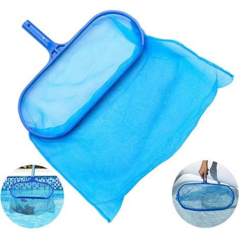 Épuisette de piscine, bleue, à mailles fines, pour ramasser les feuilles, les insectes et les débris, à utiliser dans les bassins, les fontaines, les spas et les baignoires.-AquaForge