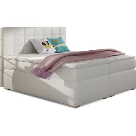 Lit chambre d'hôtel avec matelas simili cuir blanc Alko-180x200 (1/5)