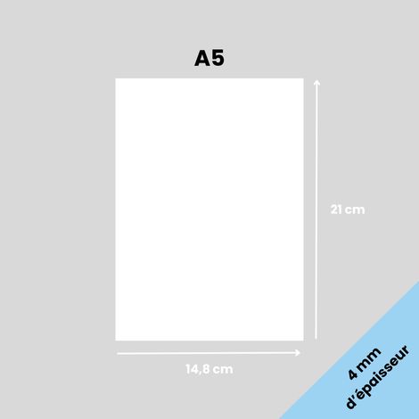 Signaletique.Biz France – Plaque acrylique blanc 4 mm A5 – Dimensions 21 x 14,8 cm – Verre synthétique PMMA – Résistant aux UV et à l'humidité