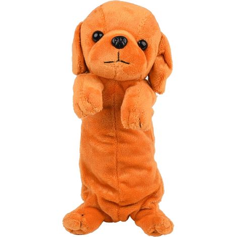 Trousse à crayons en forme de chien, peluche 3D, boîte de rangement compatible avec les fournitures scolaires (1/4)