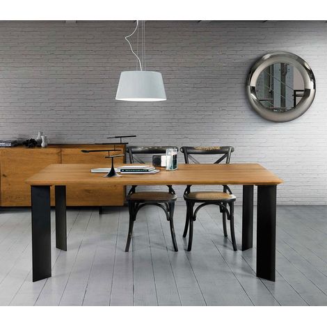 Tavolo Rettangolare Fisso Massello con Gambe in Metallo Dimensione Tavoli: 160 x 90 (1/2)