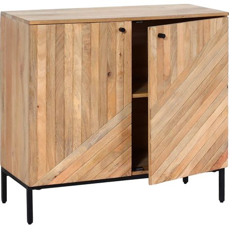Highboard HHG-180, Kommode Schrank Sideboard, Massiv-Holz Mango 86x90x43cm MVG-zertifiziert, natur