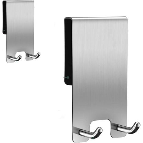 Set di 2 ganci per doccia senza foratura - Acciaio inox - Per asciugamani e tergivetro - Con cuscinetti in gomma - Per vetri con spessore da 6 a 11 mm (1/4)