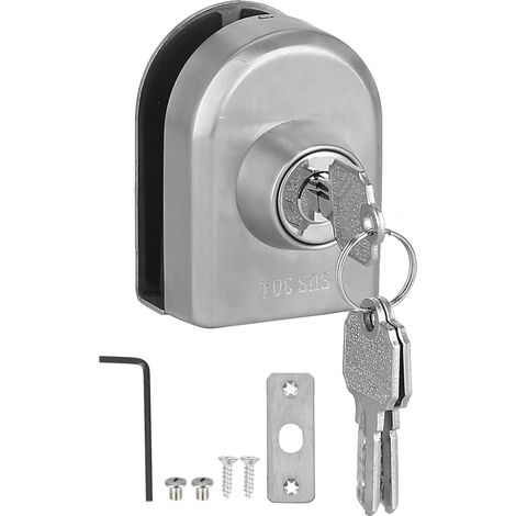 Serrure de sol pour porte vitrée sans cadre, à clé coulissante en