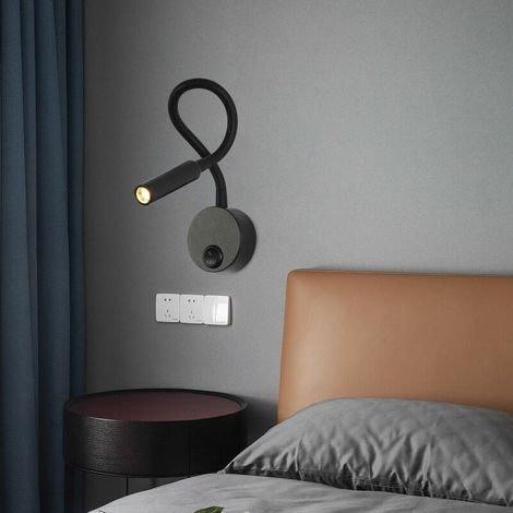 Lampe De Lecture Led Noire - Design Cygne Flexible - Alliage D Aluminium - 3000k Blanc Chaud - 2w (1/4)