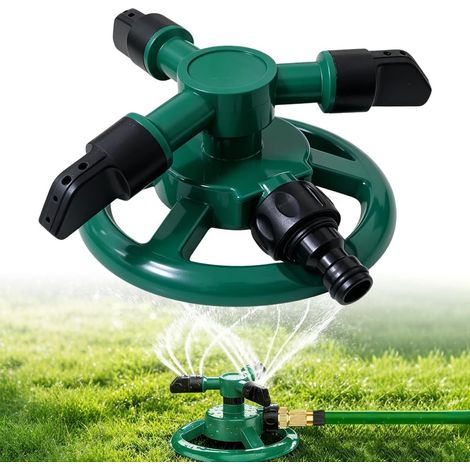 360° Rotating Automatic Lawn Sprinkler with 3 Arms, Green (1/5)