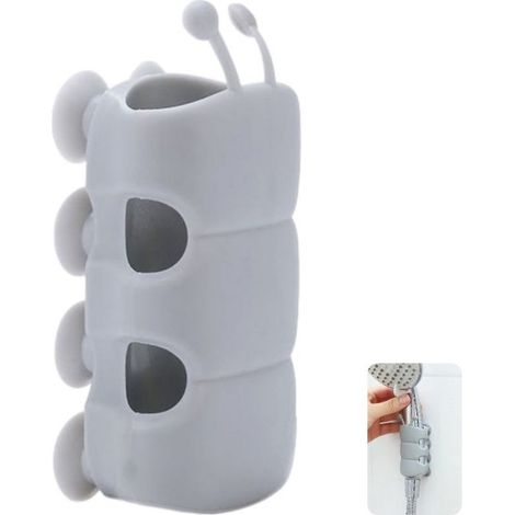 pieza, silicona, soporte sin taladro, soporte con ventosa para cabezal de ducha, apto para baños, bañeras, inodoros, gris, 437,5 cm (1/5)