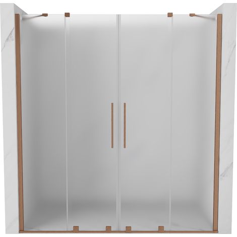 Mexen Velar Duo Schiebetür Duschkabine 180 cm, frost, gebürstetes Kupfer - 871-180-000-32-65 (1/5)