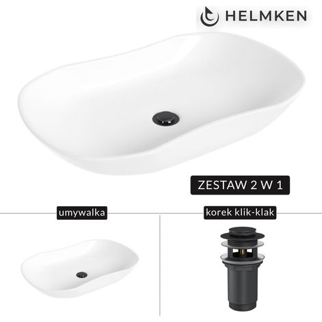 Lavabo da appoggio Helmken 57066000 (66x41) Bianco + Tappo Click-clack Nero opaco (1/5)