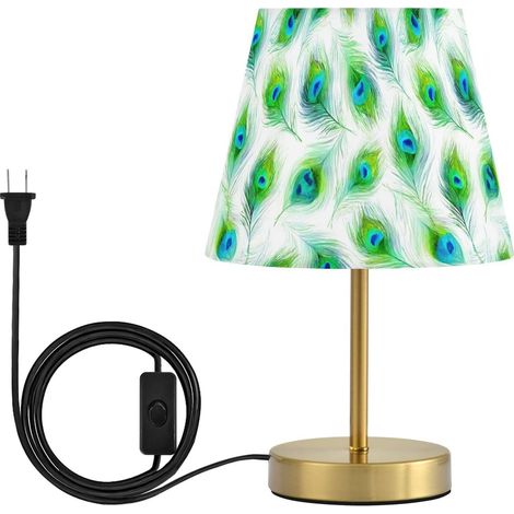 Kcldeci Lampe de chevet pour chambre à coucher, plumes paon (1/5)